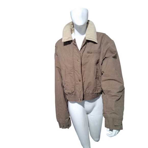 Zara Grungecore Waxed Bomber Jacket Women's size Medium Contrast Corduroy Collar - Picture 9 of 16